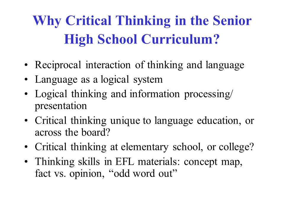 Articles on critical thinking in elementary schools